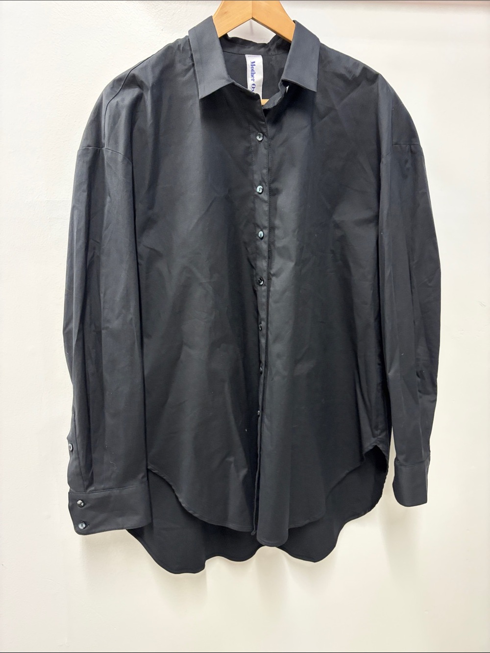 Mother Oxford black button down shirt large long sleeve size 3 Corporate